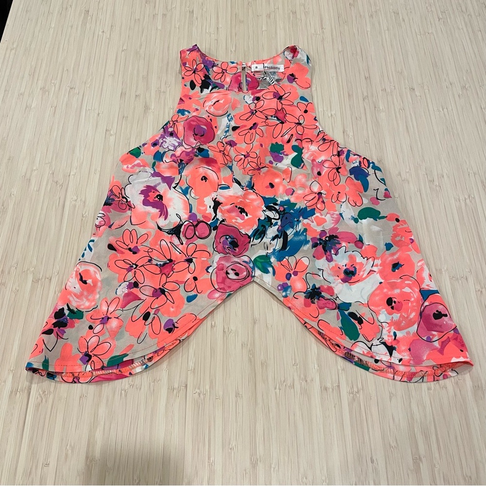 LF Vibrant Floral Tank Top - Pink and Purple